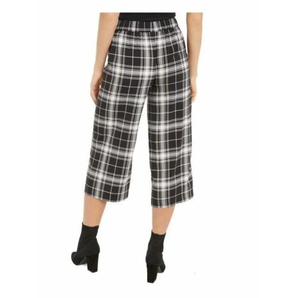 MAISON JULES Plaid Cropped Coulotte Black - Picture 3 of 4